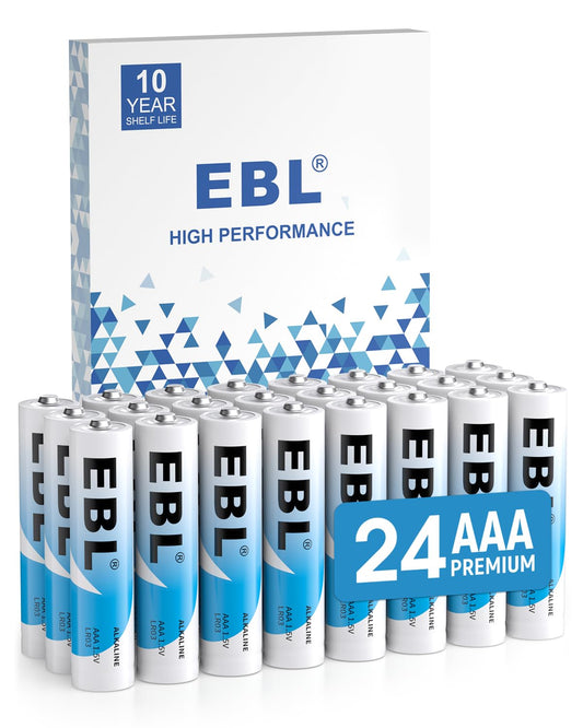 EBL AAA Batteries 24 Pack, 1.5V Alkaline Triple A Batteries, Long-Lasting Alkaline Power for All Your Devices, 10-Year Shelf Life