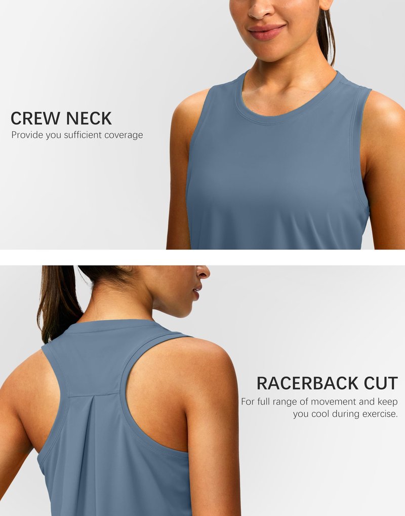 Women's Workout Tops Racerback Athletic Tank Tops Sleeveless Loose Fit Yoga Running Gym Shirts for Women(Slate Blue,XL)