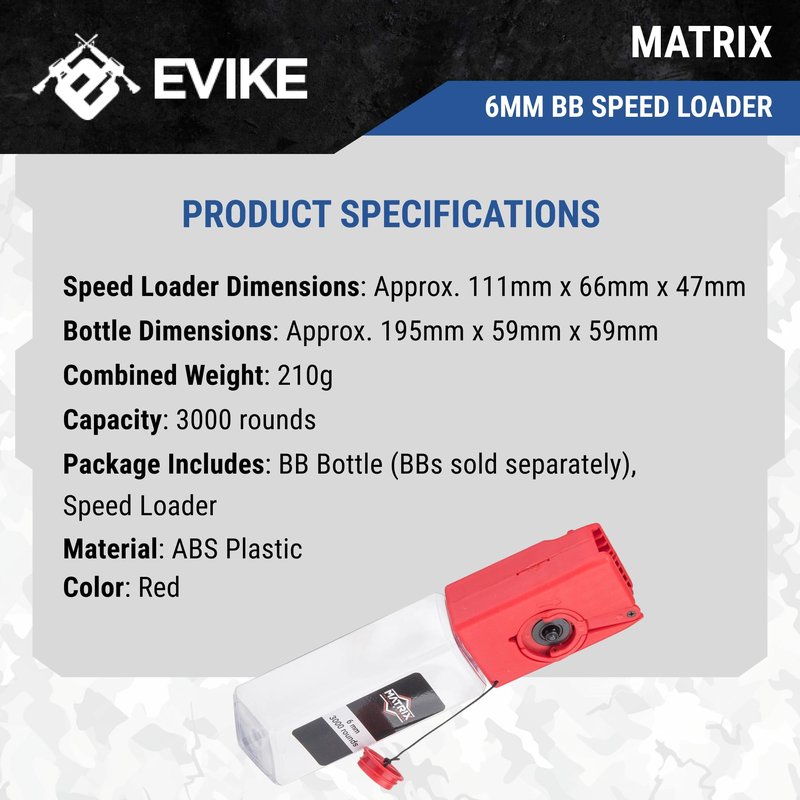 Evike Airsoft - Matrix Winding 6mm BB Speed Loader for M4-Style Airsoft Magazines (Color: Red), 101056-MFG