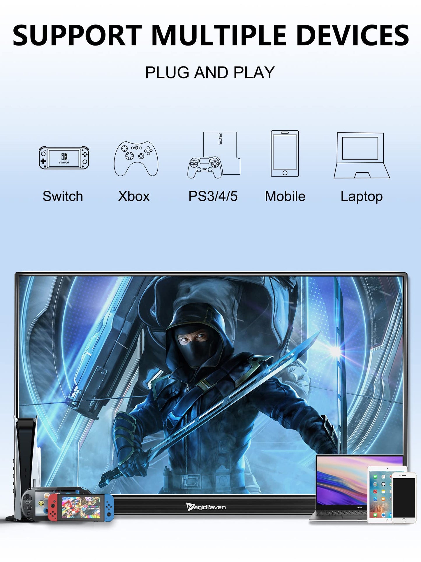 4K Portable Monitor, 16" 3840x2400 IPS Laptop Screen, 1500:1, 400 Nits Screen USB C HDMI Computer Gaming Display with Speakers & Smart Cover, Travel Monitor for PC Phone PS5/4 Xbox Switch