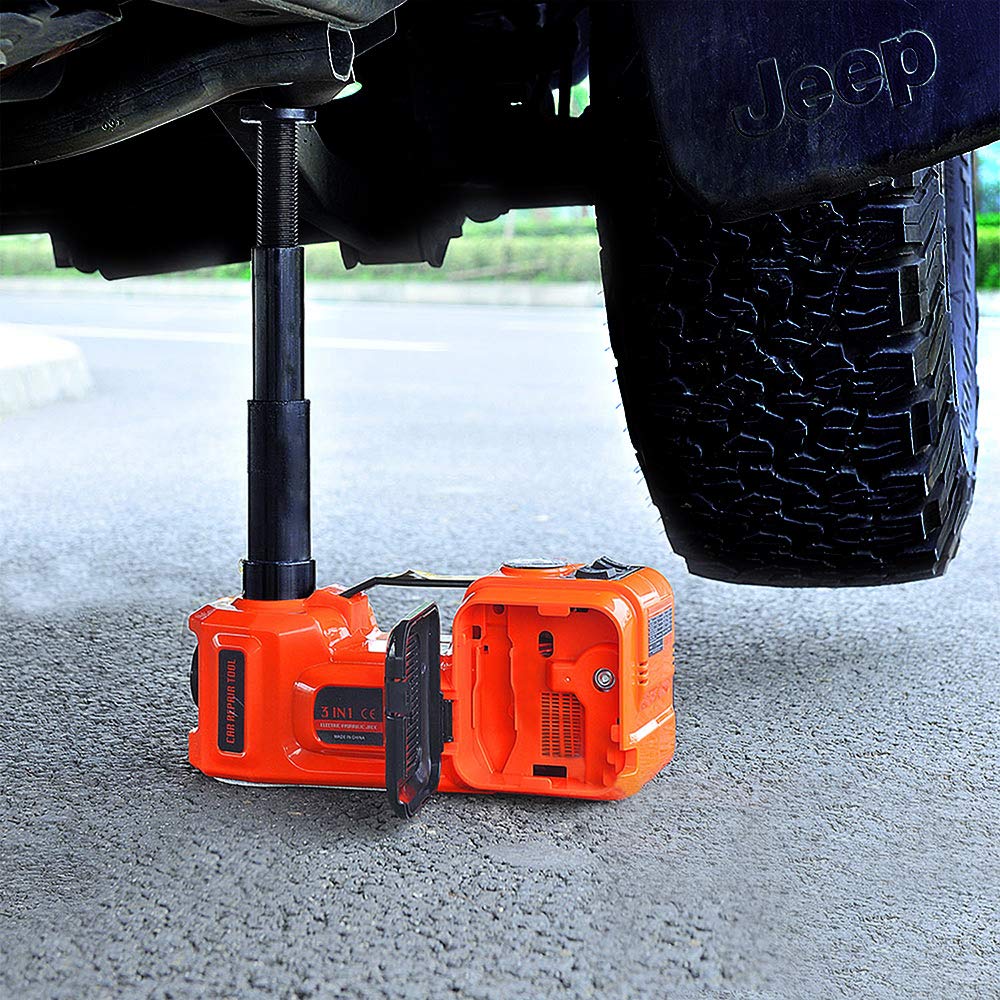 E-HEELP Electric Car Jack 5Ton 12V Kit Hydraulic (Lifting Range: 6.1~17.7 inch) with Inflator Electric Jack for Car SUV Sedan MPV Change Tires Garage Repair Emergency Kit