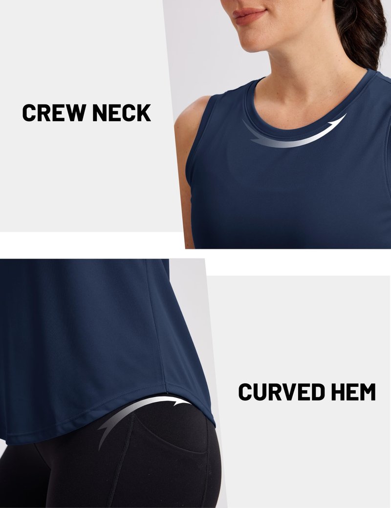 MAGCOMSEN Workout Tank Tops for Women Sleeveless UPF 50+ Athletic Quick Dry Cooling Shirts Yoga Work Tops Navy Blue L