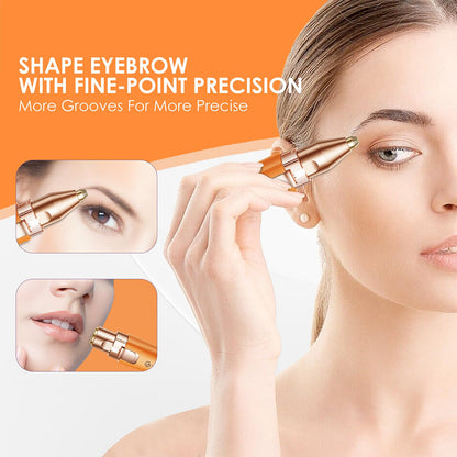VG VOGCREST Eyebrow & Facial Trimmer: 2 in1 Rechargeable Facial Hair Removal & Eyebrow Shaver - Body Razor with Built-in LED Light (Rose Gold)