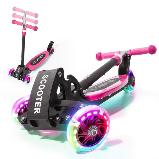 Kids 3-Wheel Kick Scooter – Adjustable Height, Gravity Steering, & LED Wheels, Foldable for Travel, Durable Metal Frame Supports up to 180 lbs