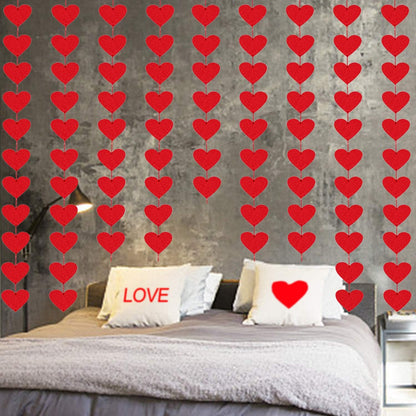 72 Red Hearts Felt Garland - NO DIY - Valentines Red Heart Hanging String Garland - Valentines Decor - Valentine Decorations - Valentines Wedding Anniversary Birthday Party Supplies