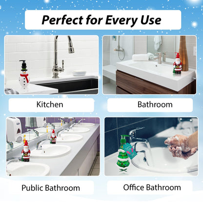 Simple Pleasures Snowman, Santa & Christmas Tree 3 Pack Holiday Soap Dispensers with Scented Liquid Soap: Decorative Hand Pump Refillable Christmas Soap Dispenser for Kitchen and Bathroom Sinks