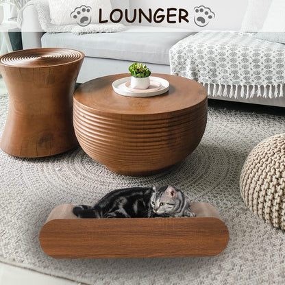 Cat Scratcher, Cardboard Lounge Bed, Bone Shape Design, Recyclable Corrugated Scratching Pad, Stable and Durable, Furniture Protector, Reversible, Brown