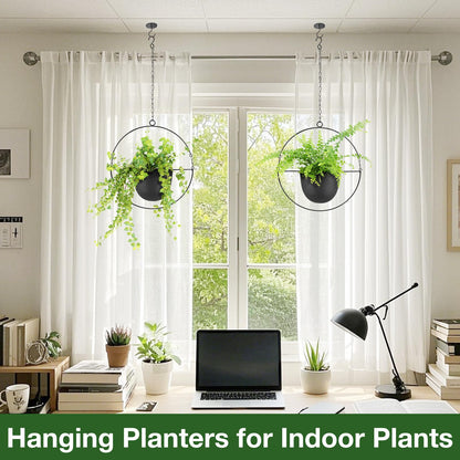 awz p eal. Metal Hanging Planters, Indoor and Outdoor Hanging Planter, Wall Planters with Mid Century Holder, Extra Chain, Hooks for Modern Home Décor