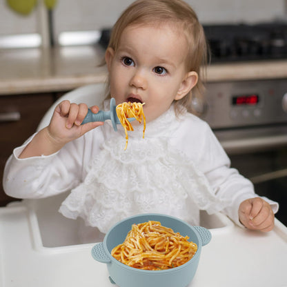 Eascrozn Baby Spoons and Forks Feeding Set, 6 Pack Silicone First Stage Self Feeding Toddler Utensils, BPA Free, Baby Led Weaning Supplies for Training Spoons