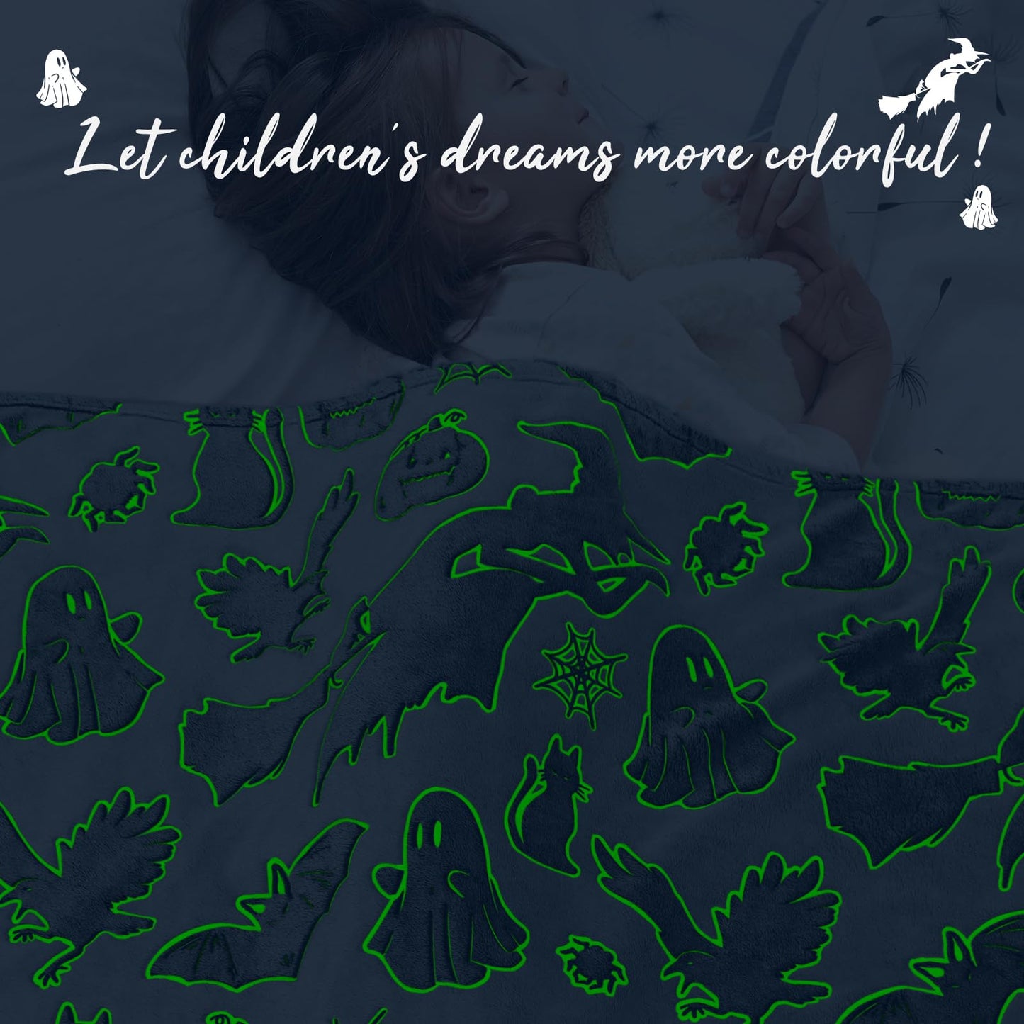 REXEO Throw Blanket Kids Soft Fleece Blankets Black Cat Halloween Throw Blanket 50"×60"