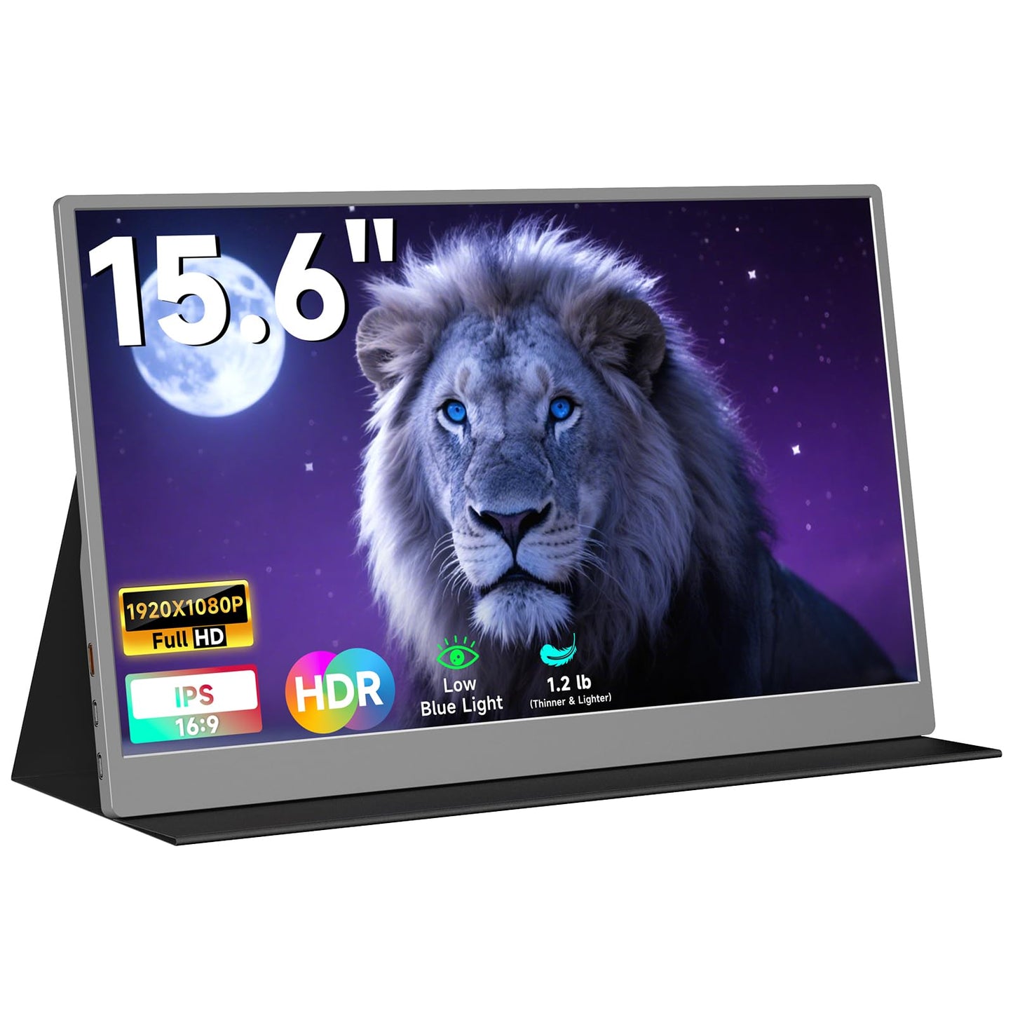 AYY Portable Monitor for Laptop 15 Inch, FHD 1080P USB-C HDMI Travel Monitor External for Computer, Second Display HDR IPS Gaming Monitor Extender for PC MAC Phone PS4/5 Xbox Switch, Built-in Speakers