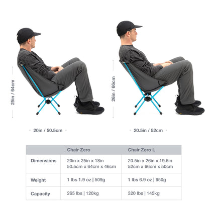 Helinox Chair Zero Ultralight Compact Camping Chair Black, 1.1lbs Outdoor Chairs, Folding Chairs for Outside, Hiking, Backpacking, Camping, Adventures