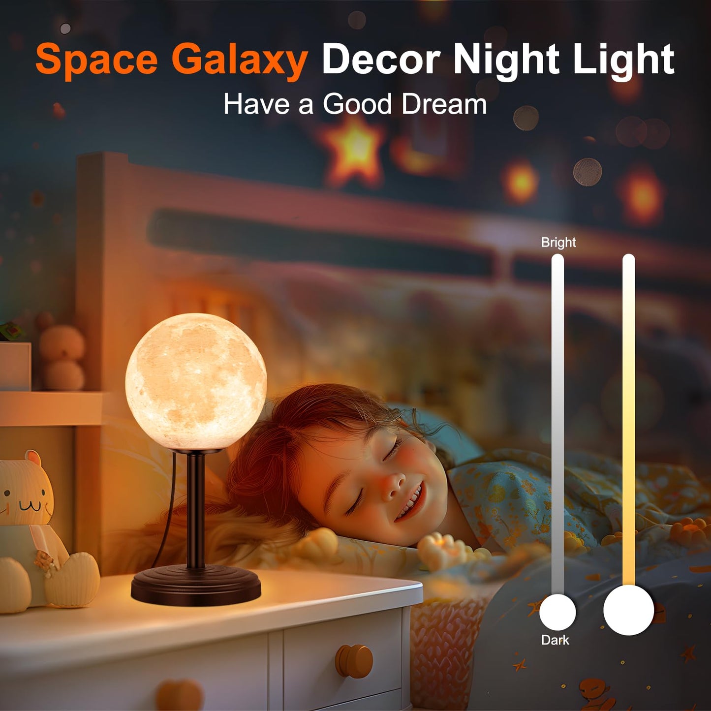 JIMIMORO Moon Lamp LED Night Light - Dimmable Bedside Lamps Small Modern Bedroom Lamp LED Desk Light with 25 Lighting Modes 3D Printed Realistic Moon Surface - Perfect for Girls Boys Kids Birthday