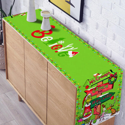 Christmas Table Runner Merry Christmas Winter Holiday Party Decoration Xmas Fireplace Kitchen Dining Room Home Decor (Green, 13" x 72")