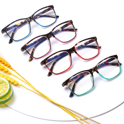 Henotin 4 Pack Ladies Reading Glasses Blue Light Blocking Spring Hinge Readers Anti Eyestrain Computer Eyeglasses (Multicolor, 1.75)