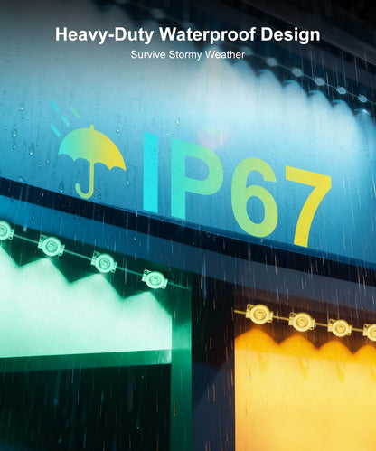 MuliVid 150Ft Permanent Outdoor Lights,Smart RGB Outdoor Lights with Remote APP Control, IP67 Waterproof Outside Light for House for Christmas, Halloween, Holiday, Party, Daily