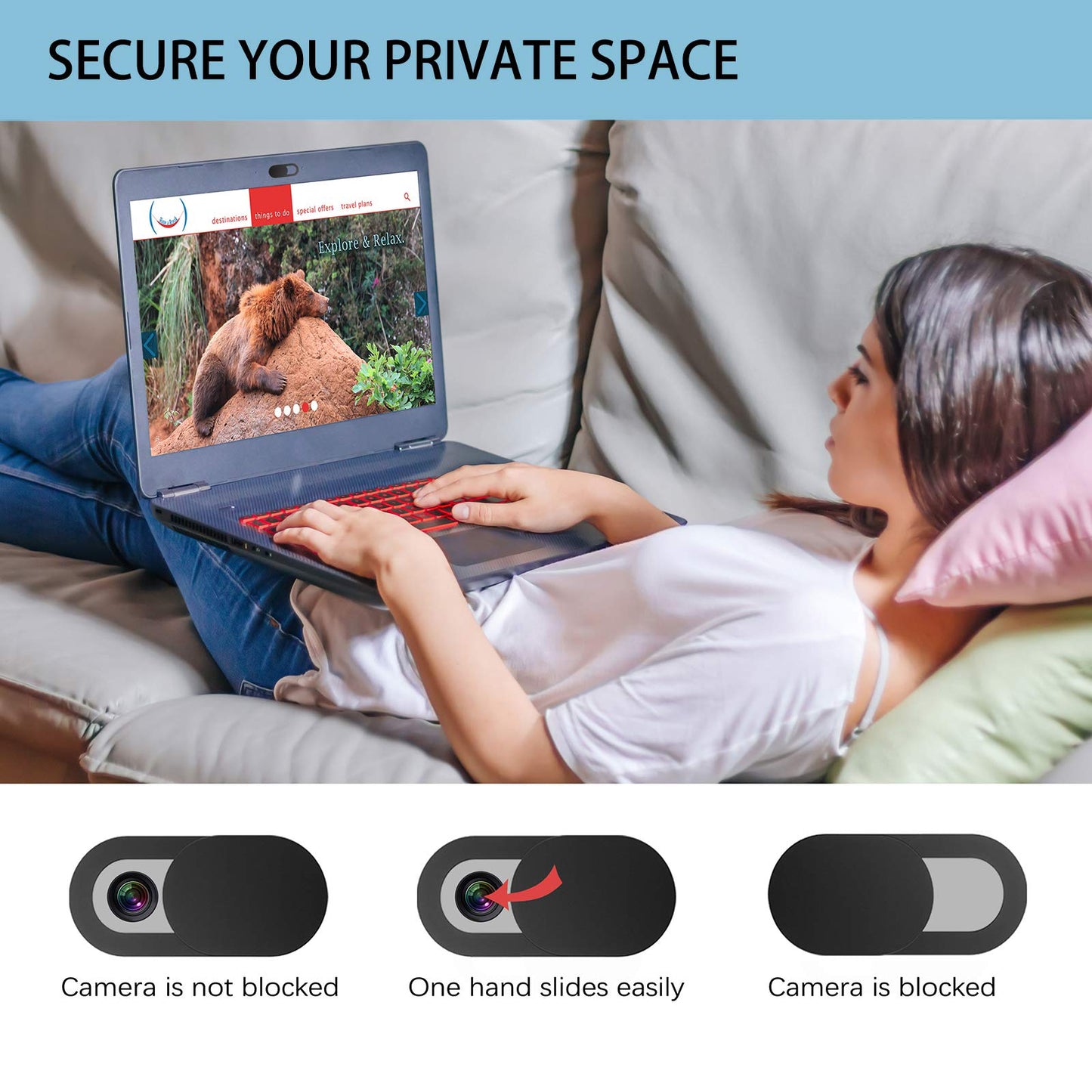 EYSOFT Webcam Cover, Webcam Cover Slide Compatible for Laptop, Desktop, PC, MacBook Pro, iMac, Mac Mini, iPad Pro, Smartphone,Protect Your Privacy and Security,Strong Adhesive (Black)