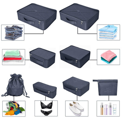 BETLLEMORY Packing Cubes 8 Sets Travel Luggage Organizers with Waterproof Shoe Storage Bag Compression Pouches(Navy Blue)