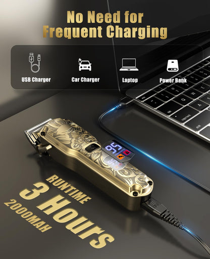Hair Clippers for Men, Cordless Professional Hair Trimmer, IPX7 Waterproof Barber Clipper Kit with USB Rechargeable