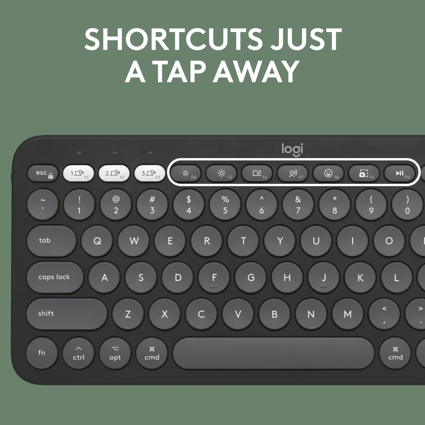 Logitech Pebble Keys 2 K380s, Multi-Device Bluetooth Wireless Keyboard with Customizable Shortcuts, Slim and Portable, Easy-Switch for Windows, macOS, iPadOS, Android, Chrome OS - Tonal Graphite