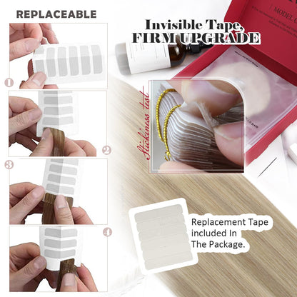 Moresoo Tape in Hair Extensions Human Hair 18 Inch Hair Extensions Tape Real Hair Ash Blonde with Platinum Blonde Tape in Extensions Remy Human Hair #P18/613 20 Pieces/50g