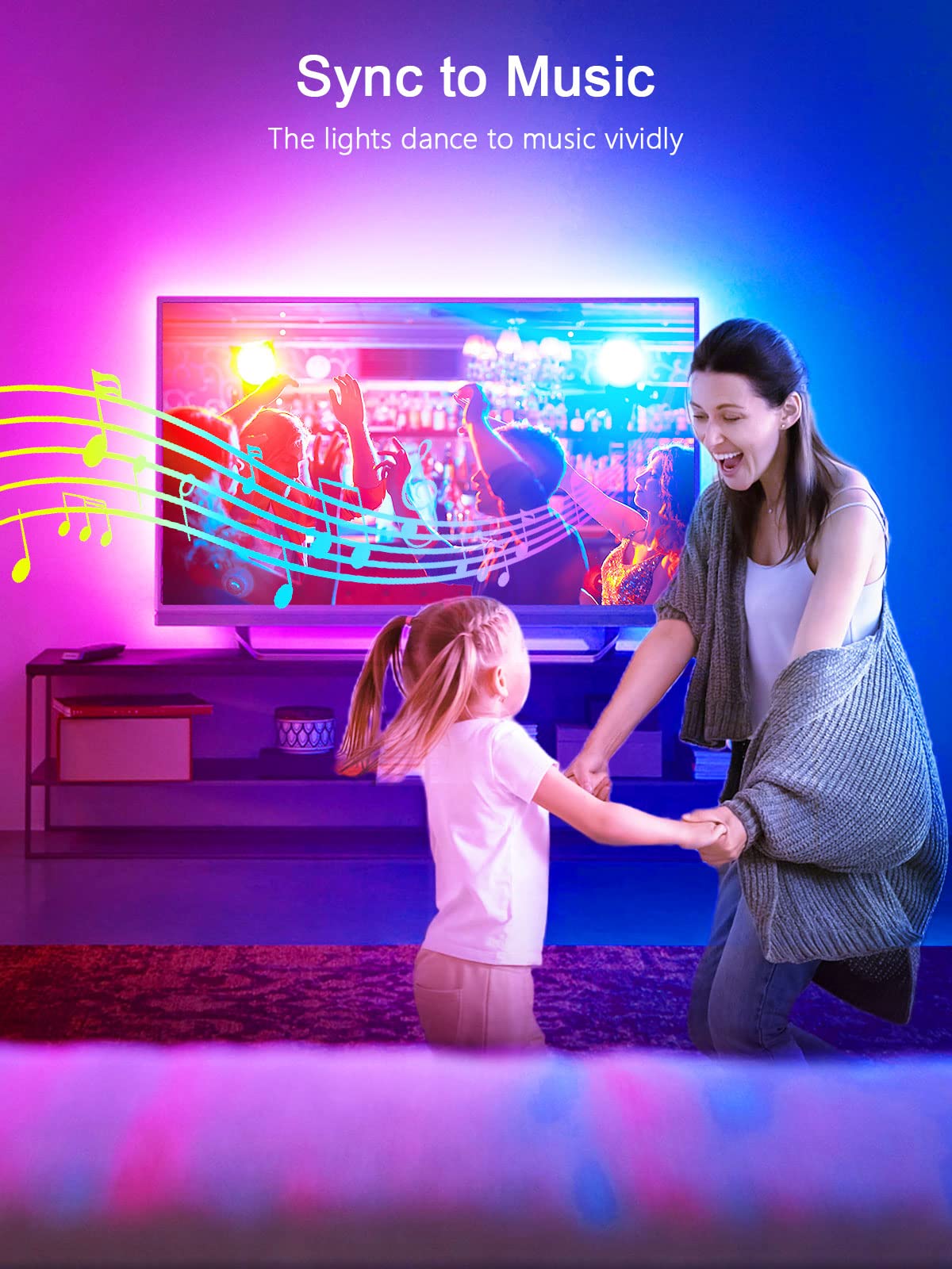 KANTUTOE LED Lights for TV, 16.4ft LED Lights for 45-75 Inch TVs, RGB TV Backlight Behind, Music Sync Bluetooth APP & Remote Control Strip Lights USB Powered for Bedroom/Gaming