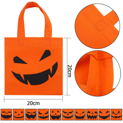 Elcoho 30 Packs Halloween Trick or Treat Non-woven Bags Pumpkin Bag Party Goody Tote Bags Gift Bag (Orange)