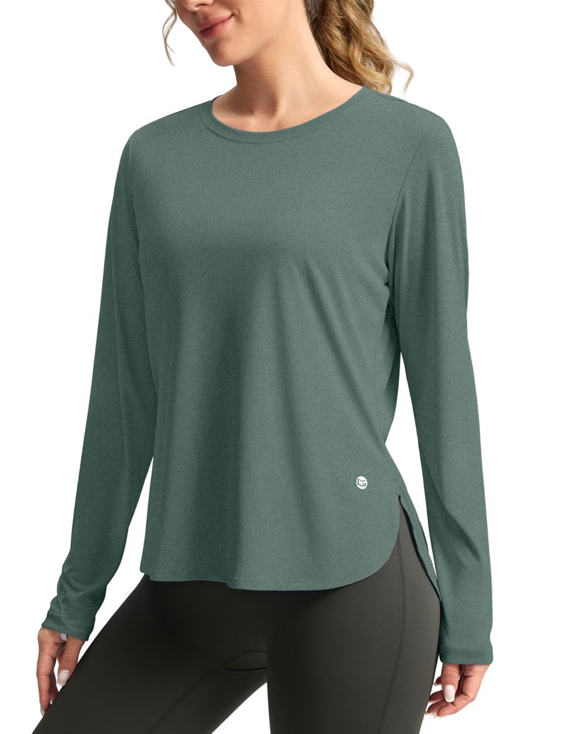 Women's Sun Shirts UPF 50+ Long Sleeve UV Protection Shirt Lightweight Quick Dry Workout Hiking Tops for Women(Malachite Green,XXL)