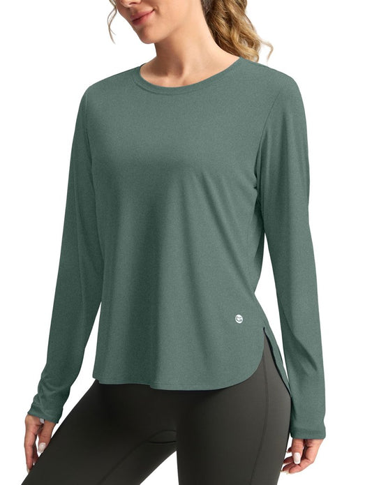 Women's Sun Shirts UPF 50+ Long Sleeve UV Protection Shirt Lightweight Quick Dry Workout Hiking Tops for Women(Malachite Green,XXL)