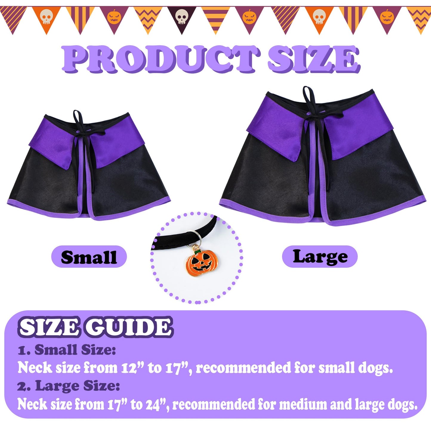 GOYOSWA Dog Halloween Costumes, Dog Witch Costume Halloween Dog Witch Cloak Cape Wizard Hat Halloween Costumes for Small Medium Large Dogs Pets (Large)