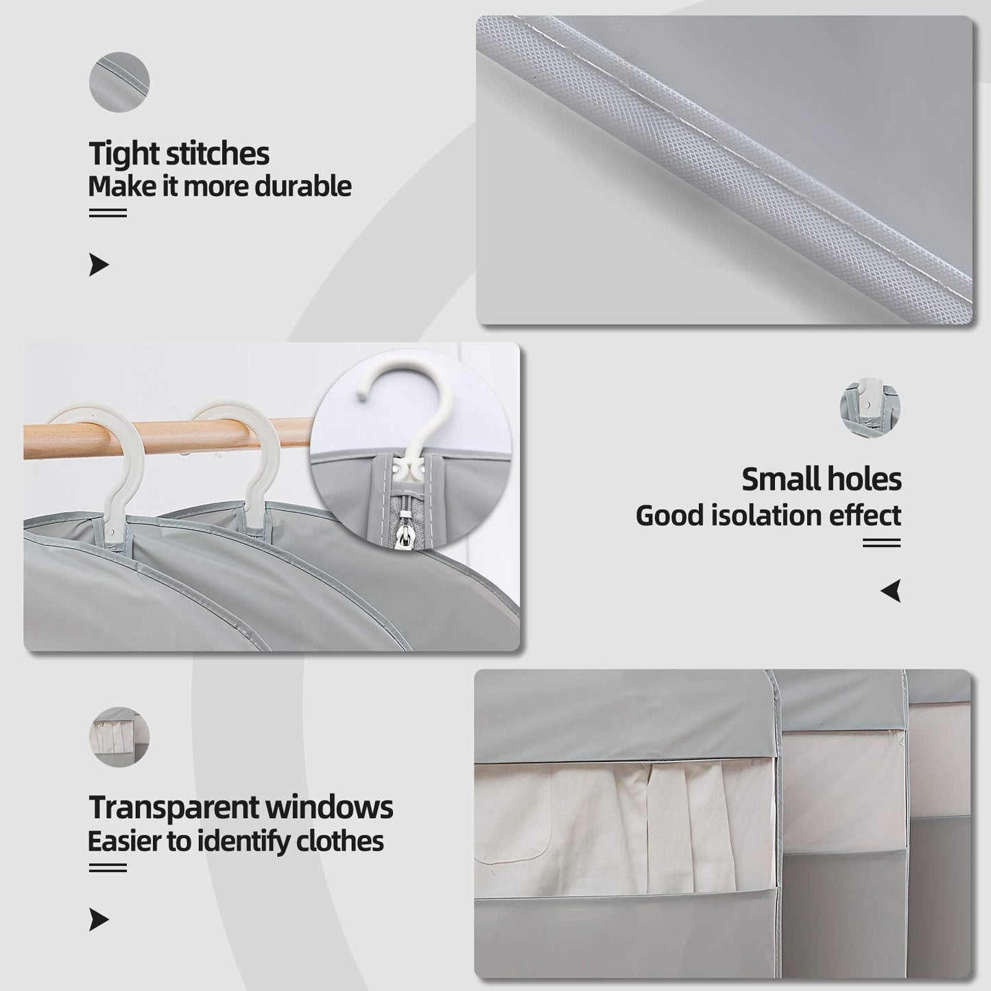 Garment Bags for Travel, 50'' Garment Bags for Hanging Clothes, Suit bag (Set of 2, 23.3'' X 50'')