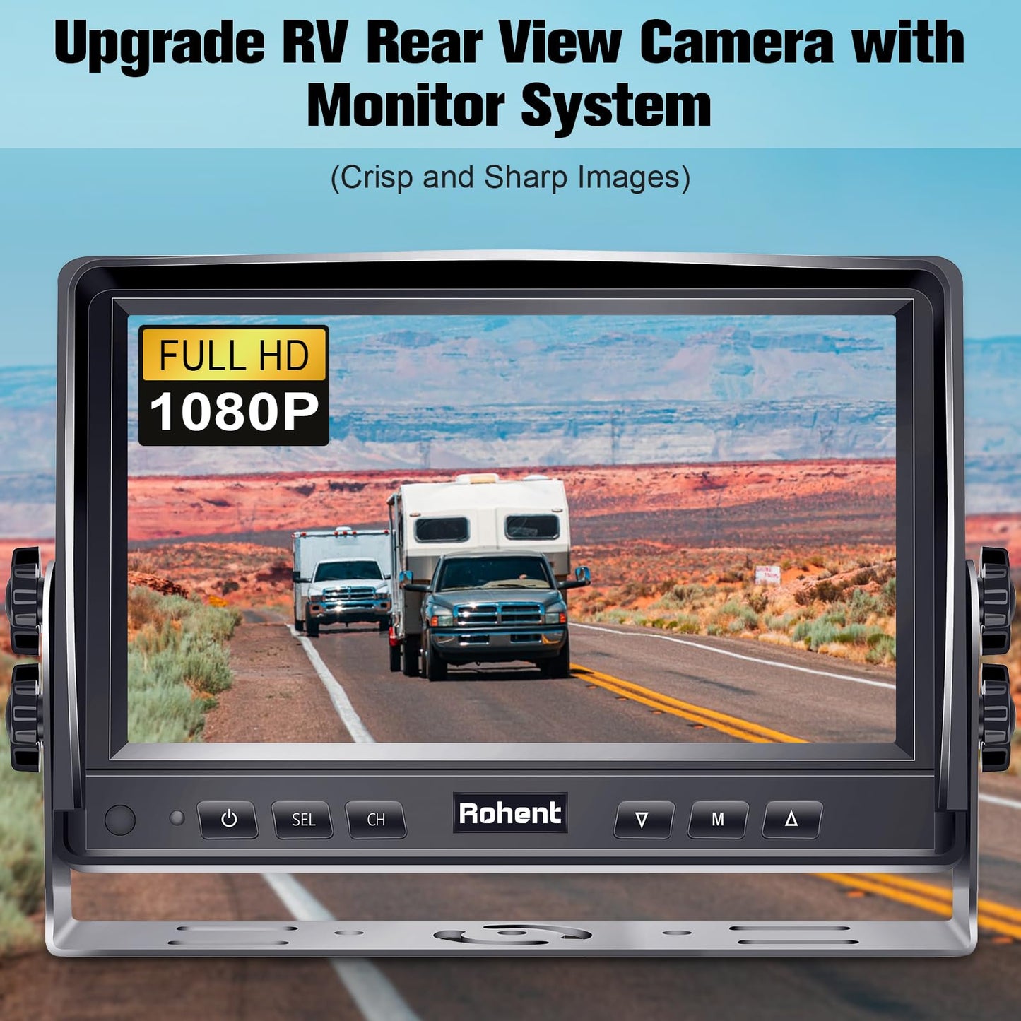 Dual RV Backup Camera System Upgraded: No Lag Easy Installation Plug and Play 7" Monitor HD 1080P Rear View Camera Wired Kit IP69 Waterproof IR Crystal Night Vision for Truck Trailer Camper Tractor R4