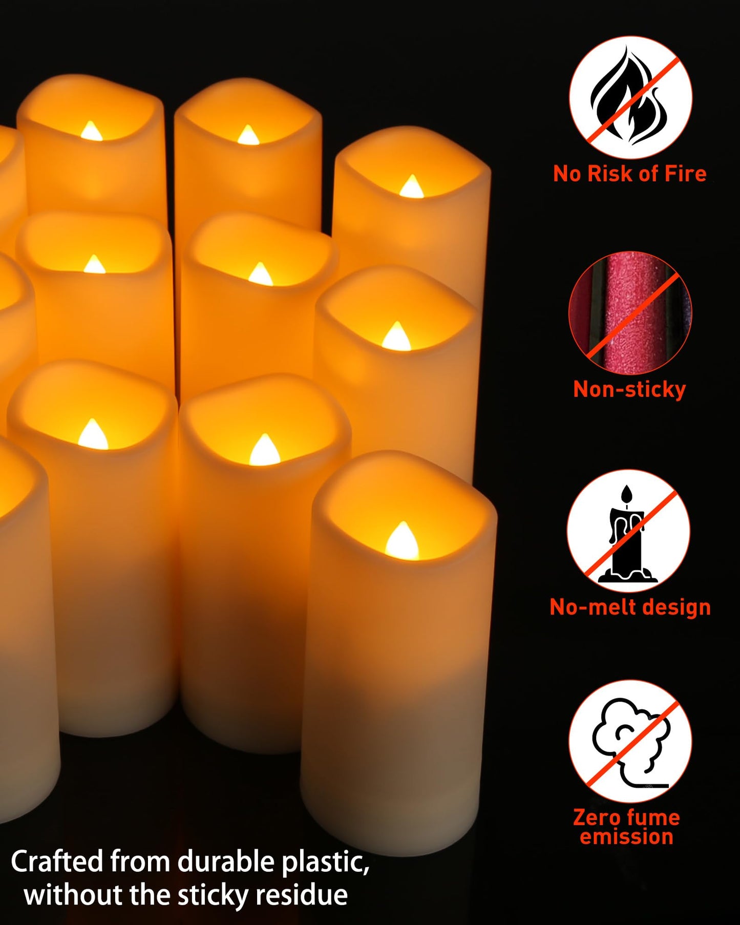 Enido 12 Pc Flameless LED Candles with Remote & Timer, Outdoor Waterproof, Flickering Electric Warm Lights for Cozy Home & Holiday Romantic Decor, Battery Operated for Party(D 2.2” x H 4”/5”/6”