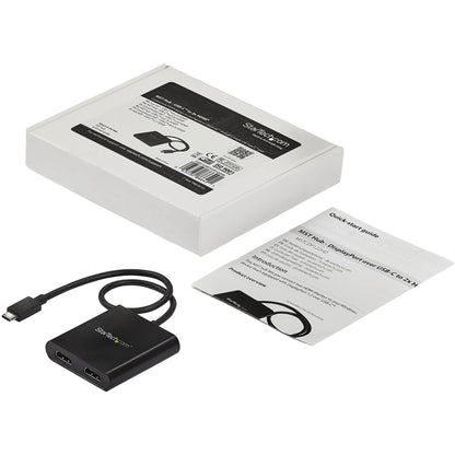 StarTech.com USB-C to Dual HDMI Adapter, USB Type-C Multi-Monitor MST Hub, Dual 4K 30Hz/1080p 60Hz HDMI Laptop Display Extender/Splitter, Extra-Long Built-In Cable, Windows Only (MSTCDP122HD)