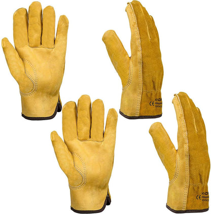 Xndryan 2 Pairs Gardening Gloves for Men Women, Heavy Duty Gardening Gloves Thorn Proof Garden Gloves Leather Work Gloves for Yard, Garden, Mechanic, Welding(XL)