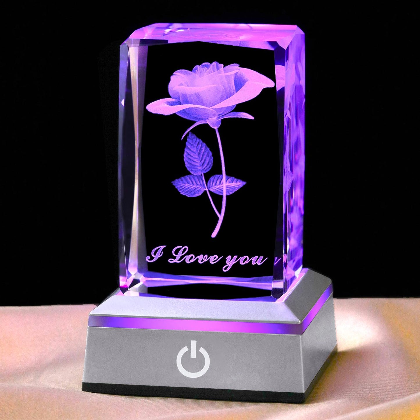 hochance 3D Rose Crystal Night Lamp with Adjustable LED Multicolor Lights for Girlfriend, Wife - Valentine's Day, Anniversary,Birthday Presents, Christmas Gifts for Her