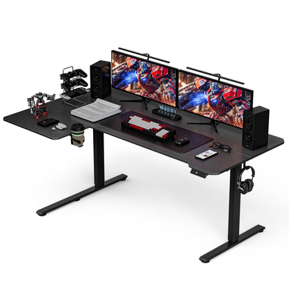 Acrolix 71" Reversiable L-Shaped Electric Standing Desk Adjustable Height Gaming Stand Up Corner Desk Sit Stand Home Office Computer Desk with Splice Board,Black Carbon Top