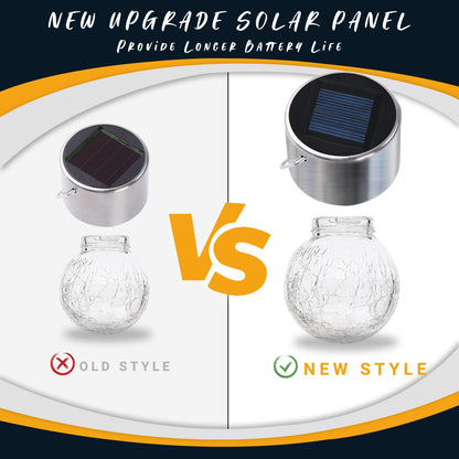 GIGALUMI Solar Lights Outdoor Waterproof ,12 Pack Solar Hanging Lights Garden Decor,Gifts for Women Mom Grandma,Solar Outdoor Lights Lantern Cracked Glass for Yard, Fence, Tree(Warm White)