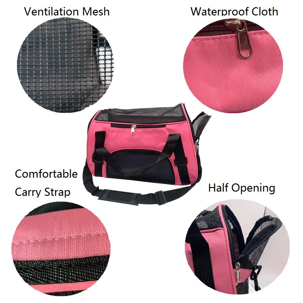 TIYOLAT Pet Carrier Bag, Airline Approved Duffle Bags, Pet Travel Portable Bag Home for Little Dogs, Cats and Puppies, Small Animals (S, Pink)