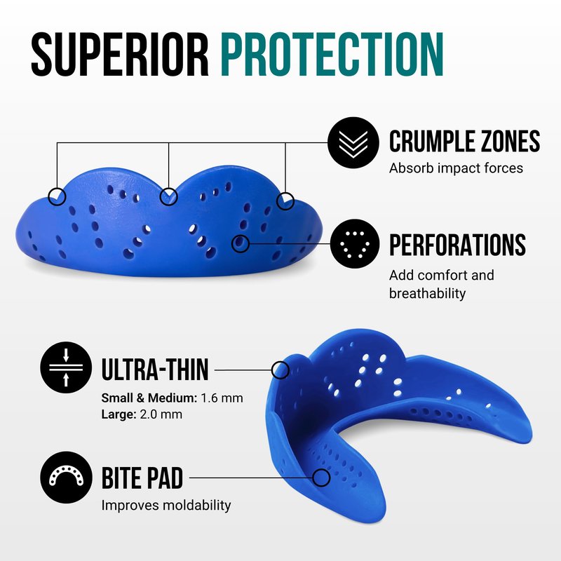 SISU Aero Large Mouthguard, Royal Blue - 30% Stronger Protection for Lacrosse, Football, Hockey, Roller Derby, Team Sports - Remoldable Up to 20 Times - Ultra Slim - Works for Braces - Non Toxic