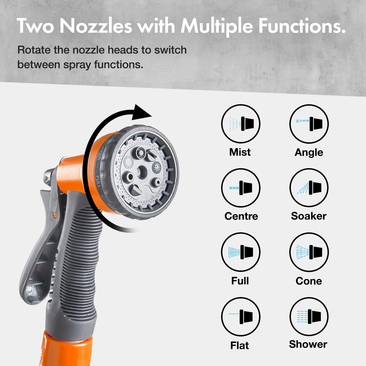 VonHaus Hose Reel 20m – Wall Mounted Hose Reel for Garden, Retractable, Auto Lock and Auto Rewind, Includes Wall Fixings and 8 Function Spray Gun, 180° Pivot Swivelling, Long Reach, Outdoor Watering