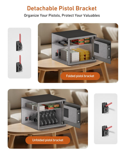 Billconch Smart Gun Safe for Multiple Pistols - Biometric Automatic Lock Safe Box with LCD Display/Voice Guide/Foldable Gun Racks, Quick Access Unlock with Fingerprint/Keypad/Key/App