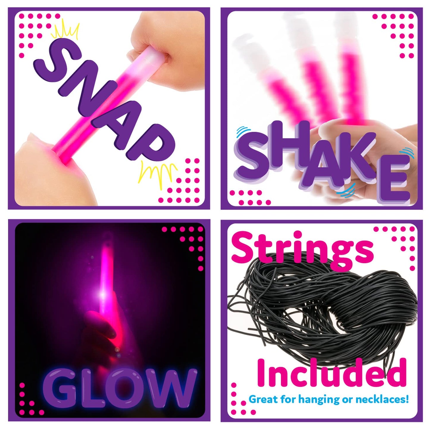 PartySticks Glow Sticks Party Supplies for Kids and Adults (30pk Assorted) - 6 Inch Bulk Glow Light Up Sticks Party Favors, Glow in the Dark Party Decorations, Waterproof Nontoxic Glow Necklaces