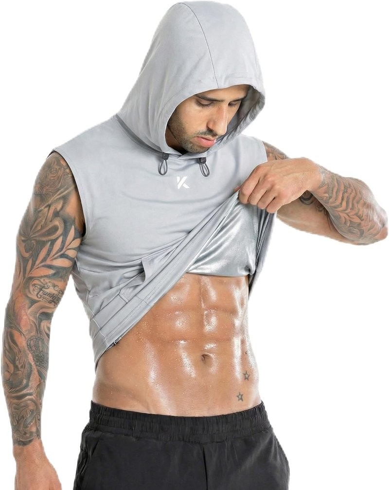 Kewlioo Sauna Shirt for Men - Heat Trapping Sweat Vest Hoodie for Fitness | Workout Sauna Suit Top