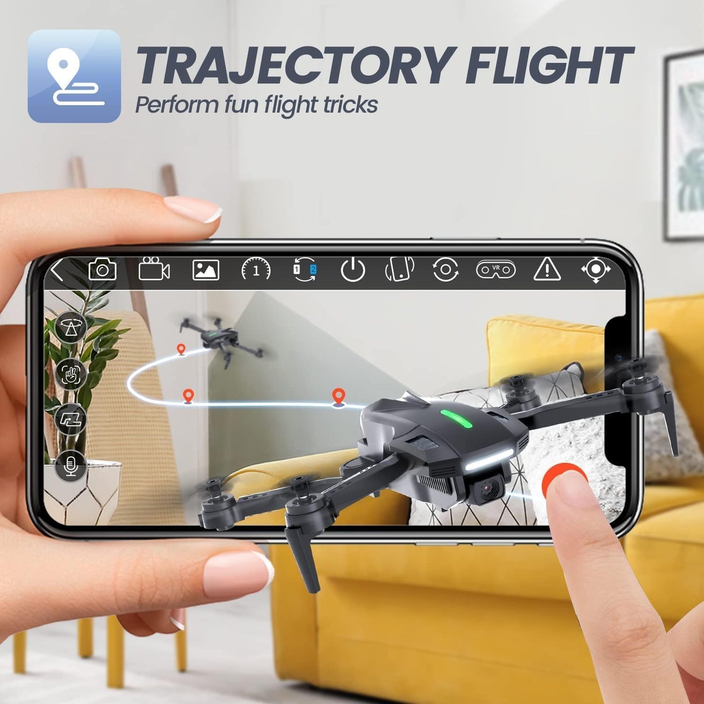 DEERC D70 Mini Drone for Kids Adults with Camera, 1080P HD Foldable RC Quadcopter for Boys Girls with Headless Mode, Tap Fly, 360° Flips, Voice and Gesture Control, 2 Modular Batteries