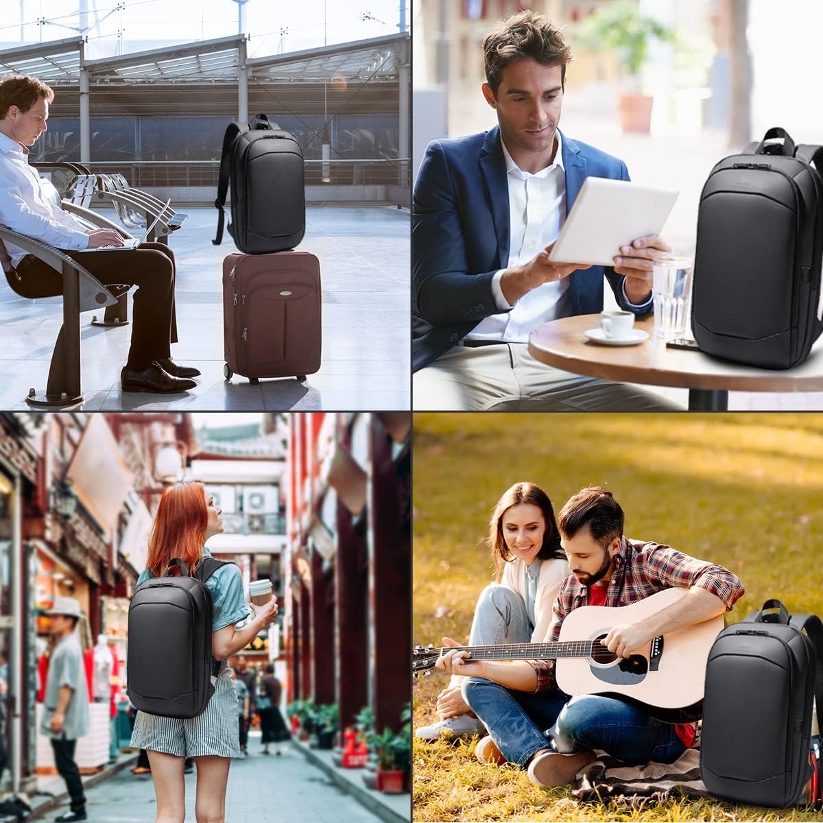 HEROIC KNIGHT Slim Laptop Backpack, Expandable Business Travel Backpack, Water-Resistant Anti Theft Laptop Rucksack, Lightweight Computer Work Bag Daypack For Men Women, Fits 15.6 Inch- Black