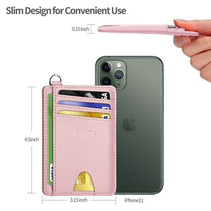 EcoVision Slim Minimalist Front Pocket Wallet, RFID Blocking Credit Card Holder Wallet with Detachable D-Shackle for Men Women