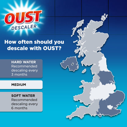 Oust Powerful All Purpose Descaler, New Formula, Limescale Remover – Ideal for Kettles, Coffee Machines, Irons and Shower Heads, 3 Sachets x 6 (18 Sachets Total)