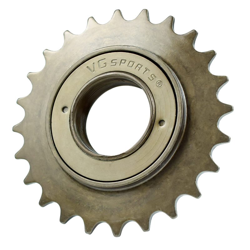VG SPORTS Single Speed Bike Freewheel, 24T Compatible with 1/2' x 1/8' Bicycle One-Speed Freewheel Threaded Type Freehub Replacement Parts (Brown)