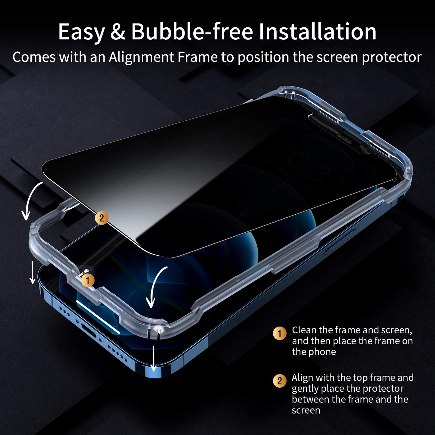 UNBREAKcable Privacy Screen Protector for iPhone 14/ iPhone 13/13 Pro, Tempered Glass [True 28°Anti Spy] [9H Hardness] [Case Friendly] Private Protector for iPhone 6.1" - 2 Pack
